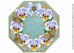 Pale Blue Pansy Dusky Teal Lace Octagon 8inch Picture Sheet