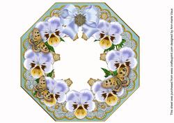 Pale Blue Pansy Dusky Teal Lace Octagon 8inch Frame Sheet