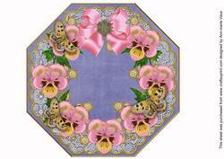 Pink Pansy Blue Lace Octagon 8inch Picture Sheet