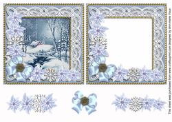Blue Winter Walk Poinsettia Reverse Decoupage Step by Step