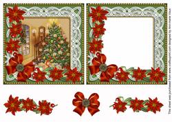 Christmas Tree Poinsettia Reverse Decoupage Step by Step