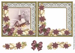 Plum Church Poinsettia Reverse Decoupage Step by Step