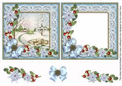 Pretty Scene Blue Poinsettia Reverse Decoupage Step by Step