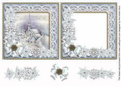 Blue Church Poinsettia Reverse Decoupage Step by Step