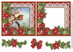 Red Robin Poinsettia Reverse Decoupage Step by Step