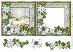 Pretty Scene Green Poinsettia Reverse Decoupage Step by Step