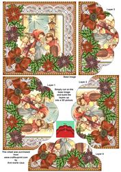 Nativity Scene Poinsettia 5in Scallop Bottom Stacker