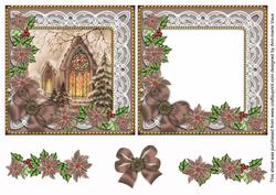 Church Window Poinsettia Reverse Decoupage Step by Step