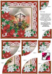 Christmas Lantern Poinsettia 6in Duo Corner Stacker