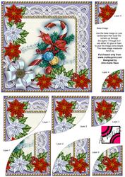 Christmas Candycane Poinsettia 6in Duo Corner Stacker