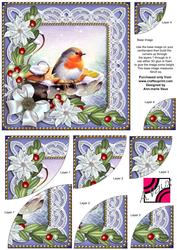 Blue Robin Flake Poinsettia 6in Duo Corner Stacker