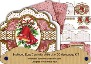 Christmas Bells Red Anglaise Scallop Step by Step Kit