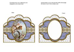 Red Robin Blue Flake Anglaise Scallop Card Base Frame