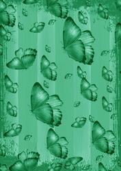 Dark Green Butterfly Painted Dolly Stripe A4 Backing Paper