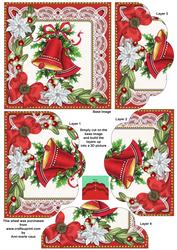 Christmas Bells Red Poinsettia 5in Scallop Bottom Stacker