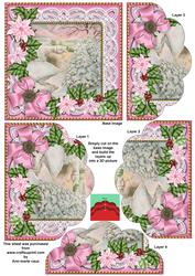 Snow Scene Pink Poinsettia 5in Scallop Bottom Stacker