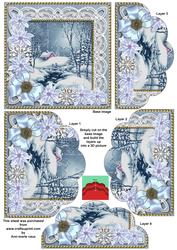 Blue Winter Walk Ice Poinsettia 5in Scallop Bottom Stacker