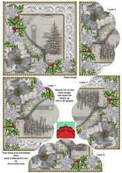 Grey Christmas Tree Poinsettia 5in Scallop Bottom Stacker