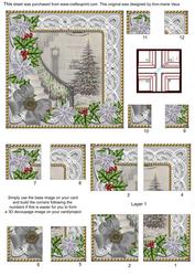 Grey Christmas Tree Poinsettia 5in Quad Corner Stacker
