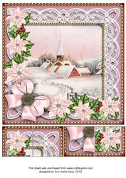 Pink Snow Church Poinsettia 8in Picture Topper