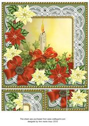 Red Poinsettia Candle 8in Picture Topper