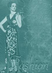 Dusky Teal Fashion Lady A4 Backing Paper