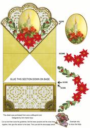 Red Candle Lemon Poinsettia Lace Spring Decoupage Card