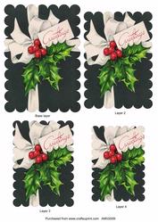 Christmas Black Holly Scallop Edge Pyramid Toppers