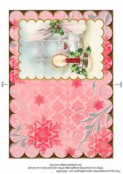 Christmas Candles Window2 Scallop Edge Card