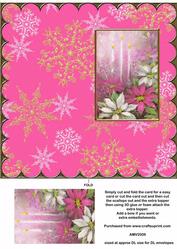 Pink Christmas Poinsettia Scallop Edge Dl Card