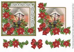 Lantern Green Poinsettia 3D Decoupage Step by Step
