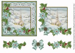 New Church Teal Poinsettia Step by Step Decoupage Sheet