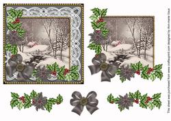 Winter Walk Black Poinsettia Step by Step Decoupage Sheet
