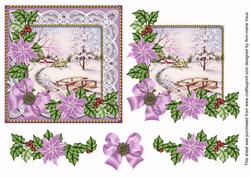 Pretty Snowscene Lilac Poinsettia Step by Step Decoupage