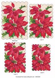 Beautiful Christmas Poinsettia Scallop Edge Pyramid Toppers