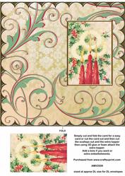 Christmas 3 Candles Scallop Edge Dl Card