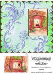 Christmas Fireplace Scallop Edge Dl Card