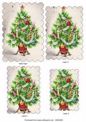 Jewelled Christmas Tree Scallop Edge Pyramid Toppers