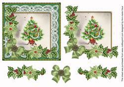 Elegant Tree Green Poinsettia 3D Decoupage Step by Step