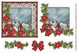 Rooftops Red Poinsettia 3D Decoupage Step by Step
