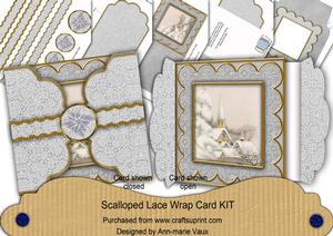 Ice Church Grey Poinsettia 3D Scallop Wrap Card Kit
