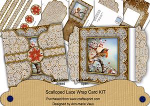 Red Robin Bronze Flake Poinsettia 3D Scallop Wrap Card Kit