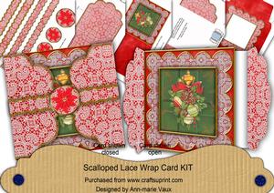 Door Knocker Red Poinsettia 3D Scallop Wrap Card Kit