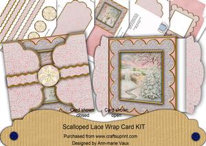 Snowscene Cream Poinsettia 3D Scallop Wrap Card Kit