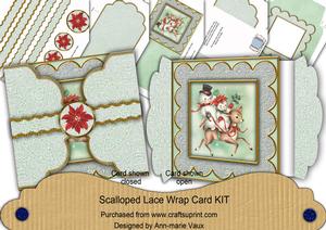 Christmas Ride Red Poinsettia 3D Scallop Wrap Card Kit