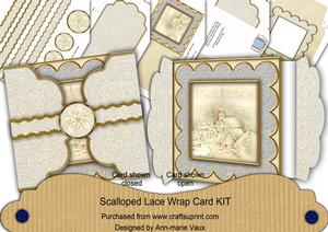 Cream Village Church Poinsettia 3D Scallop Wrap Card Kit
