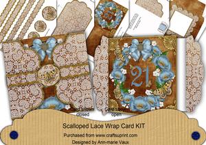 Chocolate Teal 21 Poppy 3D Scallop Wrap Card Kit