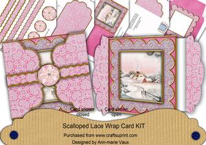Pink Church Pink Poinsettia 3D Scallop Wrap Card Kit