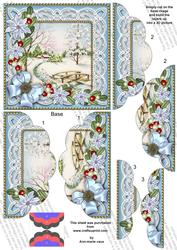 Pretty Snowscene Blue 5in Top and Bottom Scallop Stacker