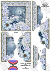 Blue Winter Walk Poinsettia 5in Top Bottom Scallop Stacker
